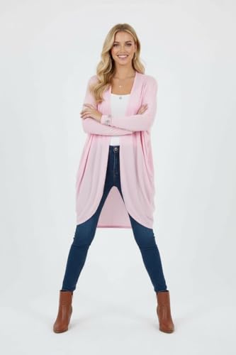 Image of ToBeInStyle Womens Open Front Long Sleeve Lightweight Asymmetrical Draped Cardigan with Side Pockets