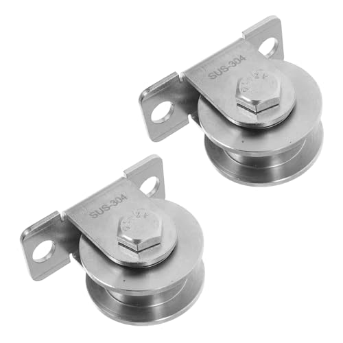 2 ruedas de polea de cable de acero inoxidable para montaje en pared con rodamientos, suave capacidad de carga pesada para puertas correderas sistemas industriales