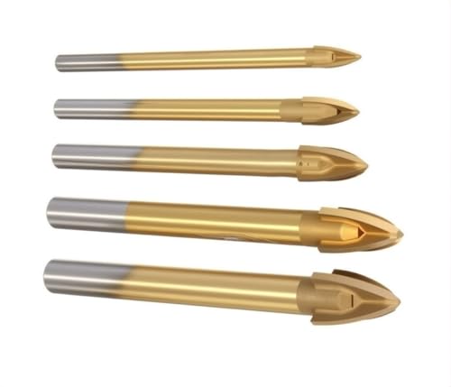 Driak Cross Head Tungsten Carbide Wall Ceramic Tile Marble Glass Drill Bit Set Glass Cutter Hole Saw Tool,5mm,6mm,8,10mm,12mm