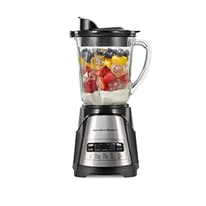 Hamilton Beach Power Elite Wave Action Blender for Shakes and Smoothies, Puree, Crush Ice, 40 Oz Glass Jar, 12 Functions, Stainless Steel Ice Sabre-Blades, Black (58148A)