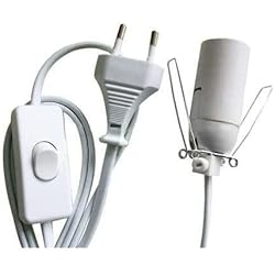 Lampara De Sal Ionizante LAMARE Cable para lámpara de sal con enchufe europeo e interruptor - Color blanco - Incluye Bombilla E14.