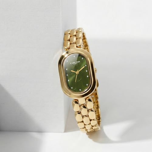 Image of Carlton London Women Cecil Analog Watch, Oval Dial, Stainless Steel Strap, Quartz Movement, 30M Water Resistant, Casual Wear