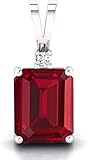 Natural Certified Fine Jewelry 4.75 Carat Astrological Red Ruby And American Diamond Pendant Necklace Birthstone 925 Sterling Silver For Women's