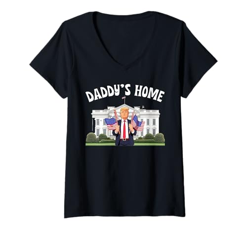 Donna Daddys Home Casa Bianca Bandiera americana Re Donald Trump 2024 Maglietta con Collo a V