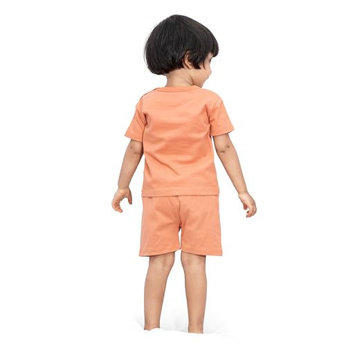 Image of ARIEL Baby Boys & Baby girls Cotton Printed Round Neck Half Sleeve T-shirt & Short Summer Clothing Sets