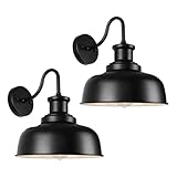 Diyel Solar Barn Lights for Outside, Gooseneck Outdoor Wall Lights Solar Powered, Farmhouse Exterior Wall Sconces, Industrial Exterior Lighting Fixture, Rustic Lantern for Garage, Barn, Shed,RZSR007-2