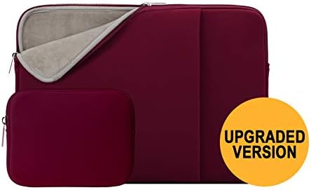 RAINYEAR 14 Inch Laptop Sleeve Protective Case Soft Fluffy Lining Cover Carrying Bag with Front Pocket & Accessories Pouch,Compatible with 14" Notebook Computer Chromebook(Red,Upgraded Version)