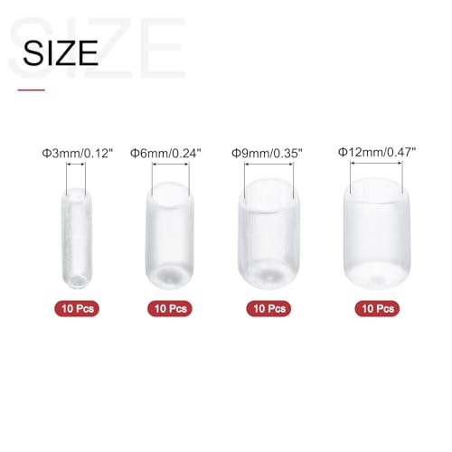 Image of uxcell 40pcs Round Rubber End Caps 1 /8 inch 1 /4 inch 3 /8 inch 1 /2 inch Clear Vinyl Cover Screw Thread Protectors Assortment Kit(3mm 6mm 9mm 12mm)