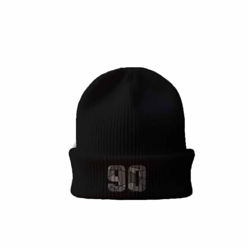 Bonnet 90 Number Cuffed Beanie à revers épais et tricotage élastique noir