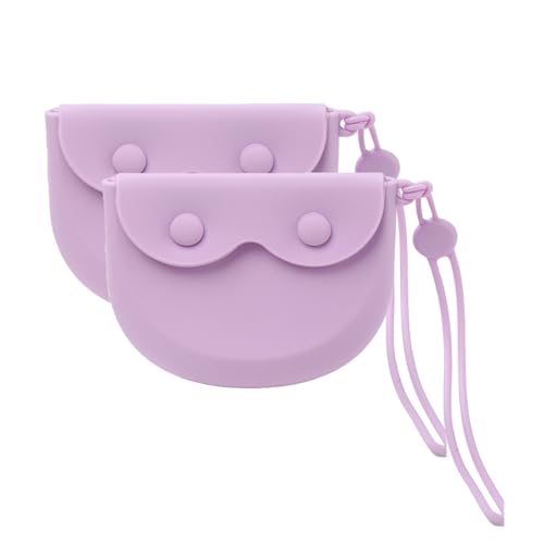 SQOYEI Silicona Caja de Retención Suave y Portátil con Orificios de Ventilación Caja Ortodoncia Cafetería a Prueba de Agua Caja de Prótesis Brackets Anillos Collares(Purple,2 pcs)
