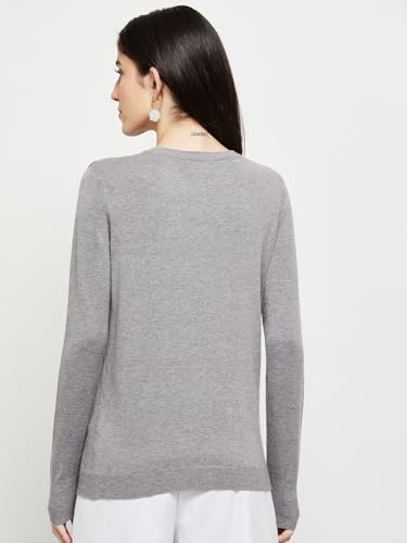 Image of Max Women Polyester Embellished V-Neck Button Down Full Sleeves Cardigan