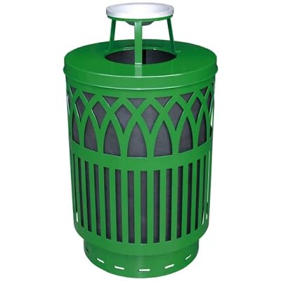 Cottington Round 40 Gallon Commercial Trash Can | Steel Outdoor Industrial Trash Can with Rain Cap | Great for Outdoor Public Spaces - Black