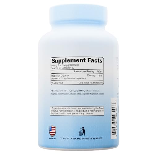 ALFA VITAMINS Magnesium Glycinate 250mg, Gluten Free Dietary Supplement for Muscle & Nerve Health, Relaxation & Sleep, H