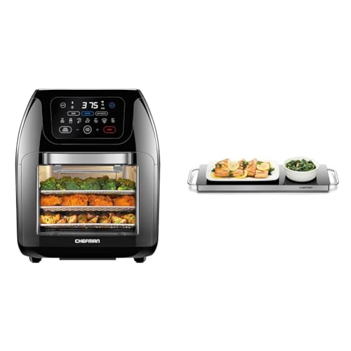 CHEFMAN Multifunctional Digital Air Fryer+ Rotisserie, Dehydrator & Long Electric Warming Plate Heating Element, Prep Food for Parties