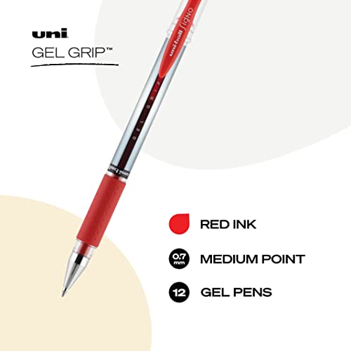 Uni-Ball Gel Grip Pens, Medium Point (0.7Mm), Red, 12 Count #TOP1