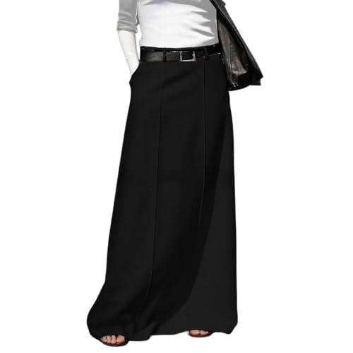 Summer Maxi Skirts for Women Casual High Waist Solid Long Flowy Vintage Ankle Length Dress