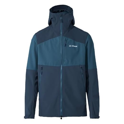VAUDE Herren Shoftshelljacke Roccia Softshell Jacket II, 100% winddicht, atmungsaktiv, wasserabweisend, dark sea uni, M
