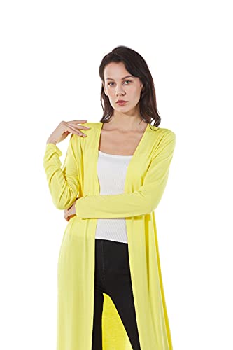 Image of Women's Solid Sweater Essential Duster Long Cascading Open Front Lightweight Blue Cardigan