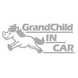 グランチャイルドインカー 馬 デザイン ロゴ カッティングステッカー (選べる20色) (特大, 17.銀)