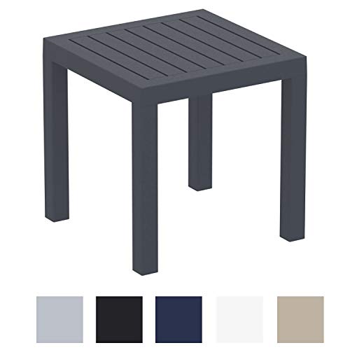 CLP Mesa Auxiliar Ocean Impermeable I Mesa Jardín Resistente a Las inclemencias del Tiempo I Mesa de Plástico Resistente a los Rayos UV I Color: Gris Oscuro