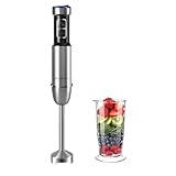 Kolohoso 1500W Stabmixer, 2-in-1 Pürierstab, 25 Geschwindigkeitsstufen & TURBO-Stabmixer Set, 4 Scharfe Klingen Zum Eiszerkleinern, 700ml Messbecher, zur Zubereitung von Babynahrung, Soßen und Suppen