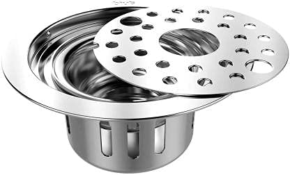 SPAZIO Floor Stainless Steel Push Down Strainer -8.5 cm Set of 1