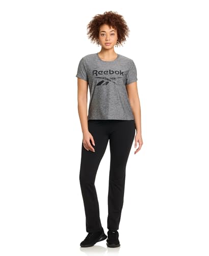 Reebok Women’s Lean Vector High-Rise Pant, Standard Fit, 31” Inseam, Lightweight Stretch Poly Interlock Fabric, Black, Medium - image 6