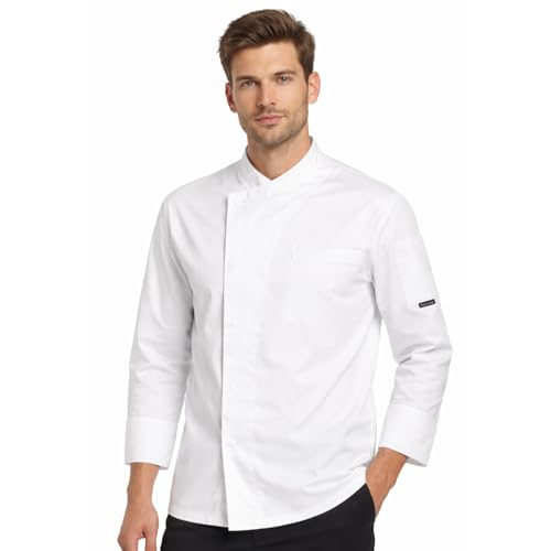PALLTEX Nori SS Veste De Cuisine Unisexe pour Homme et Femme | Vêtement De Chef Professionnel | Uniforme À Manches Courtes, Blanc, XXL
