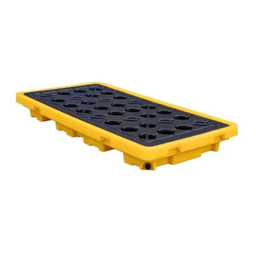 XBTGS Paleta modular industrial de contención de derrames, solución antifugas resistente para tanques de aceite y tambores, garantiza la seguridad y el cumplimiento en el lugar de trabajo, amarillo