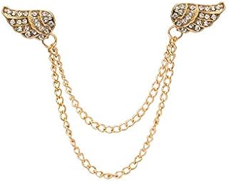 Amazon Brand Hikaro Men's Mens Double Angels Wings with Hanging Chain Brooch