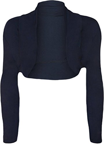 Bolero de manga larga para mujer azul marino, torera de punto y rebeca corta de mujer