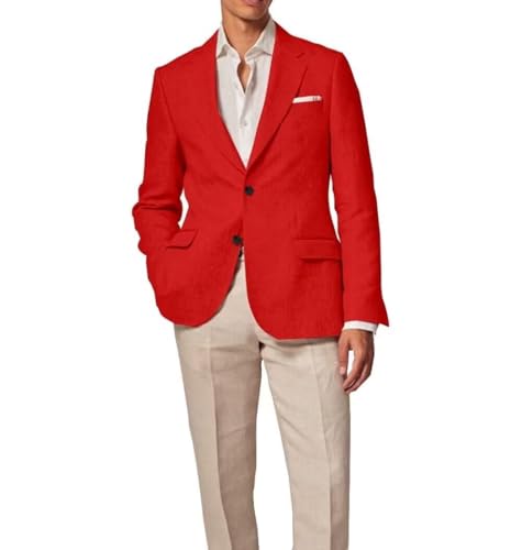 Linen Blazer for Men Separated Summer for Wedding Lightweight Sport Coat Casual Two Button Solid Fashion