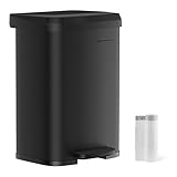 SONGMICS ゴミ箱 ペダル式 蓋付き 50L 大容量 ステンレス製ダストボックス キッチン、リビング用 ペットいたずら防止 おしゃれ 頑丈 ブラック LTB530B5002