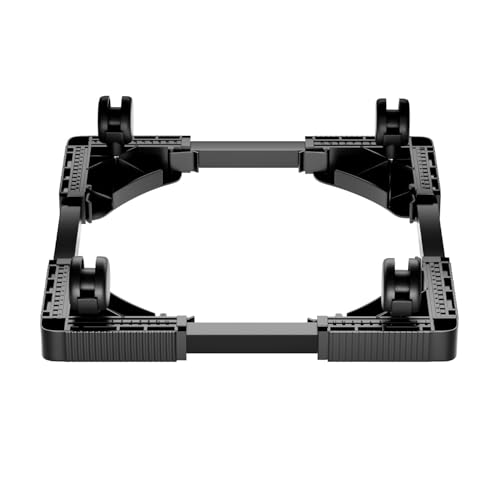 Image of Dillard's Adjustable Metal Washing Machine Trolley Stand, Black, Universal Mobile Base with Anti-Vibration Grips, Wheels for Front Load, Top Load Machines, Fridge, Dishwasher Stand, etc.