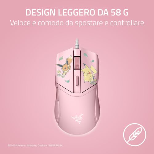 Cobra Pokémon Pikachu & Eevee - Mouse da gioco leggero con cavo e illuminazione Chroma RGB - 58 g - 8500 DPI - Cavo Speedflex | Edizione Pikachu & Eevee - Mouse gaming - Immagine 1
