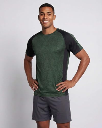 Real Essentials 5 Pack: Men's Dry-Fit Short Sleeve Crew Neck T Shirts Fitness Running Gym Workout Cool Exercise Athletic Tee