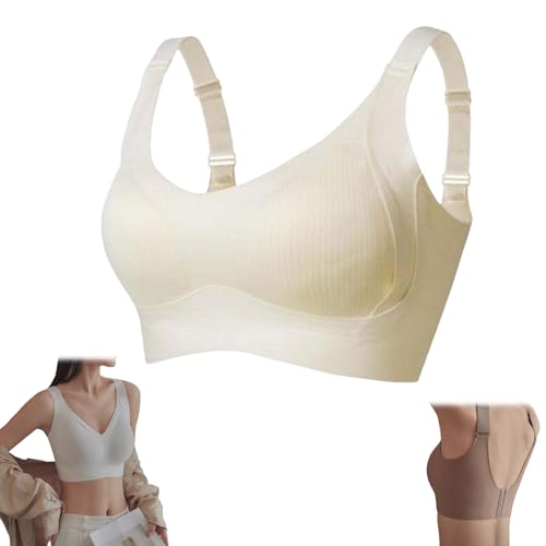 Genérico Sujetador Push up Ajustable, Sin Aros Y Acanalado para Mujer, Suave, Cómodo Y Sin Costuras para Uso Diario(White,M)
