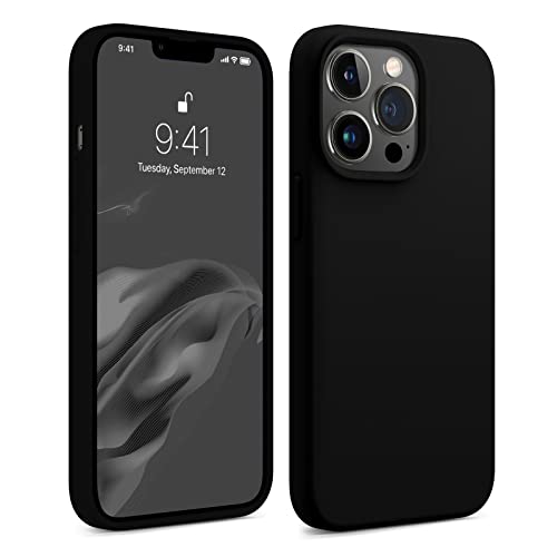 AOTESIER Magnetic for iPhone 13 Pro Max Case [Compatible with MagSafe] [Military Shockproof Protection] Silicone Phone Case with Soft Anti-Scratch Microfiber Lining 6.7 inch Black