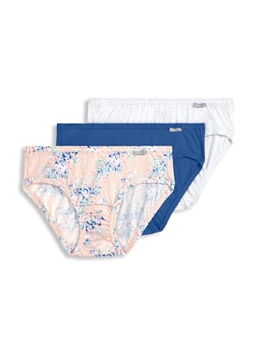Image of Jockey Women's Underwear Plus Size Elance Bikini - 3 Pack, Marina Blue /Simple Scatter Dot /Simple Spring Bouquet, 8