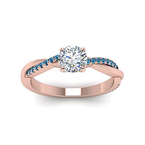 Image of 55Carat Choose Your Gemstone 18k Rose Gold Plated Infinity Twist Ring Crystal Round Shape Side Stone Wedding Valentine Wear Promise Ring with Pave Setting for Women Size US 4 to 12