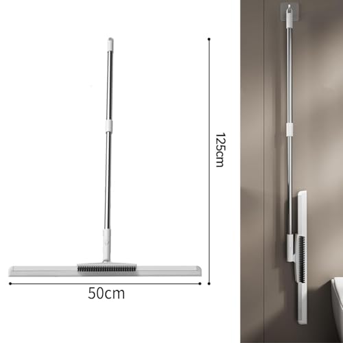 Image of Multifunction || Silicone Floor Squeegee with Long Handle || 180 Degree Rotatable Wiper || Detachable Indoor Scraping || Magic Wiper Brush Pet Hair || 2 in 1 Mini-Brush (White)