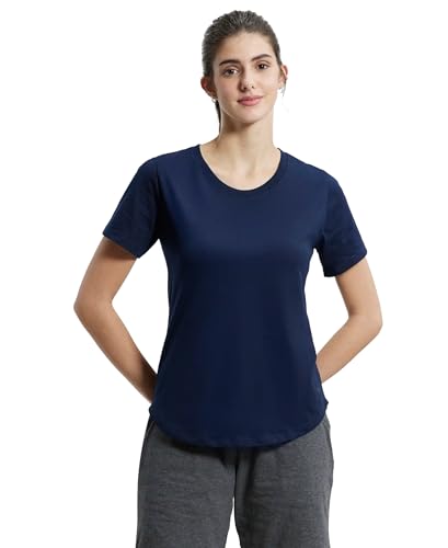 Image of Jockey AW88 Women Super Combed Cotton Rich Relaxed Fit Solid Curved Hem Styled Half Sleeve T-Shirt