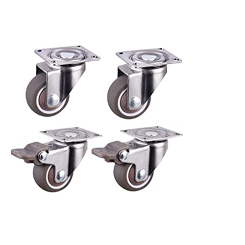 Roulettes de meubles roue caoutchouc souple roulette pivotante argent pour chariot