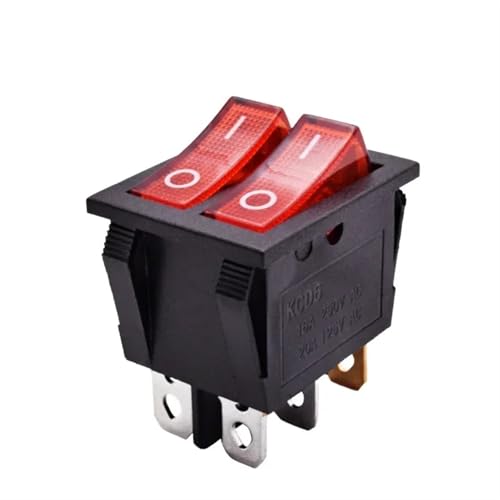 Interruptor basculante de 12V con doble botón iluminado y 6 pines