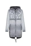 Passe beidseitig am Rumpf SOCCX Damen Lange Kapuzenjacke mit Print und Tapes