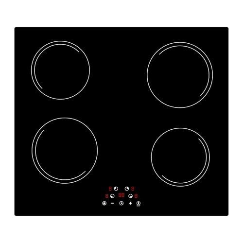 24 Inch 4 Burner Induction Cooktop, 7200W, Touch Control, 9 Power Levels, Boost Function, Timer, Child Lock, 220-240V, Black