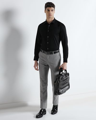 Image of Blackberrys Men Slim Fit Formal Shirt | Premium Cotton Blend | Solid Pattern| Lightweight & Breathable | Wrinkle-Resistant | Office & Business Wear