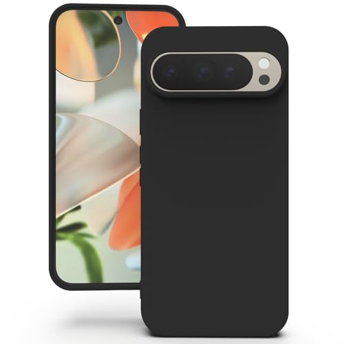 YATWIN Silicone Back Case for Google Pixel 9/9 Pro, Soft-Touch Phone Back Cover for Google Pixel 9/9 Pro - Black