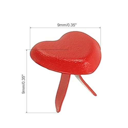 Mini clavos divididos PATIKIL de corazón rojo para manualidades de papel 3