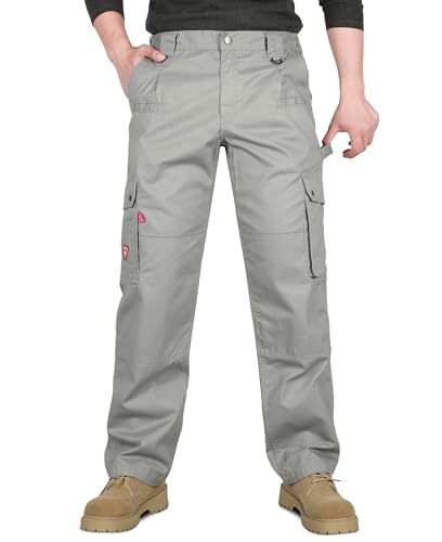Image of TICOMELA FR Pants for Men Flame Resistant Pants 7.5oz Lightweight (9 Pockets) Multi-Pocket Pants - grey - 38W x 30L